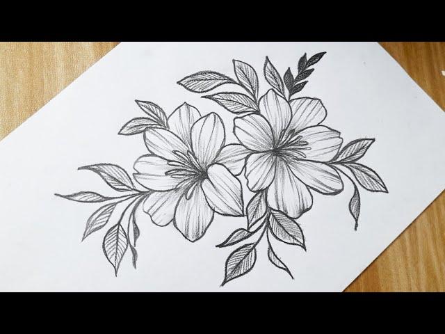 How to draw flowers easy step by step with pencil || Flower drawing tutorial