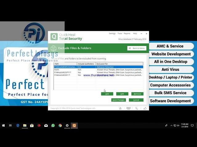 Exclusion Miracle EXE in Quick Heal Antivirus