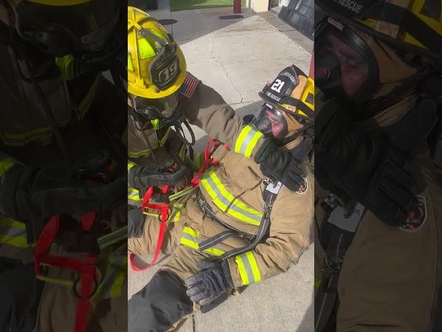 Firefighter rescue packaging with simple webbing straps. #firefighting #RIT #rescue #fyp