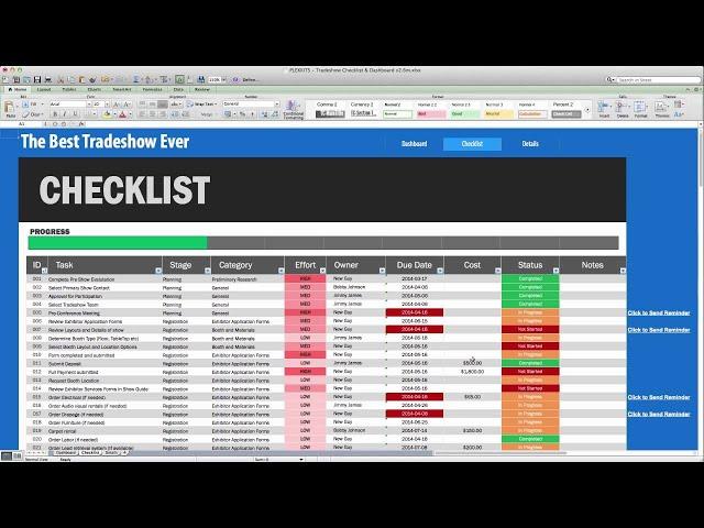 The Ultimate Tradeshow Checklist Excel Template & Dashboard Demo