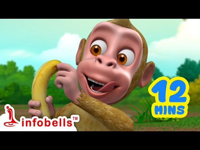 Bandar Mama Aur Kele - New Version | Hindi Rhymes for Children | Infobells #hindirhymes #bandarmama