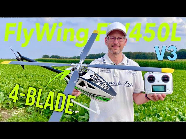 FlyWing FW450L V3 with new 4-blade rotor head | GPS RC Helicopter | for beginners