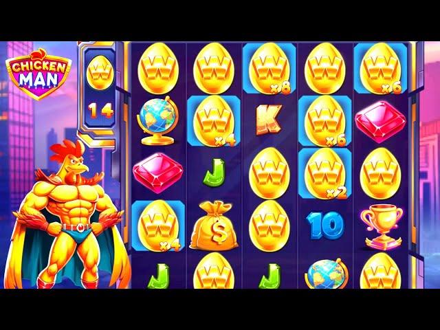 CHICKEN MAN SLOT HITS BIG WILD LINES - (BACKSEAT GAMING)