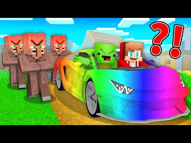 How Mikey and JJ STOLE Villagers Rainbow SUPERCAR in Minecraft ? (Maizen)