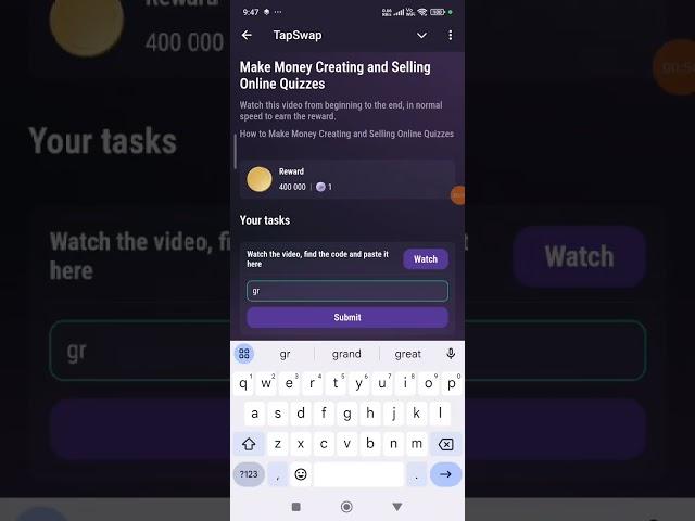 Make Money Creating and Selling Online Quizzes Tapswap Code | 15th October Tapswap Watch Video Code