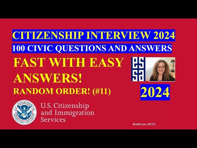 2024 Random 100 Civics Questions and Answers: U.S.  Citizenship Interview 2024 | Fast Easy Answer