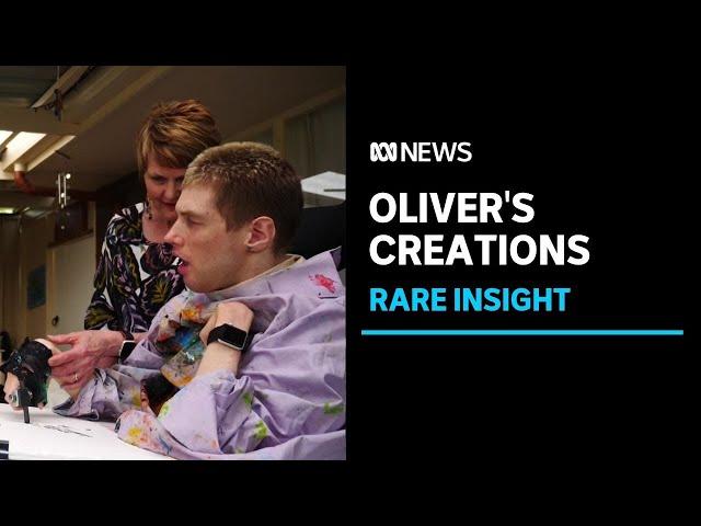 Non-visual artist Oliver Mills shares his creative process through a speech generator | ABC News