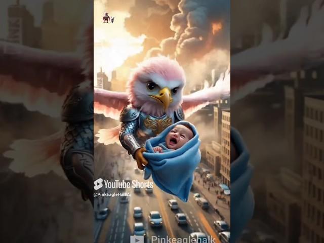 Pink Baby Eagle Save the Baby #ai #cute #animals