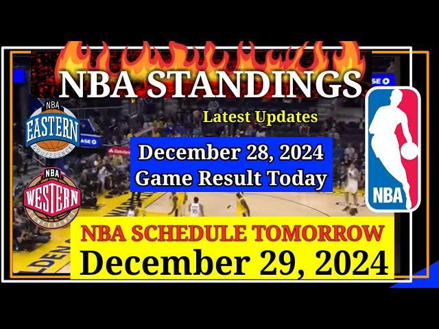 NBA STANDINGS TODAY as of December 28, 2024 | GAME RESULTS | NBA SCHEDULE December 29, 2024