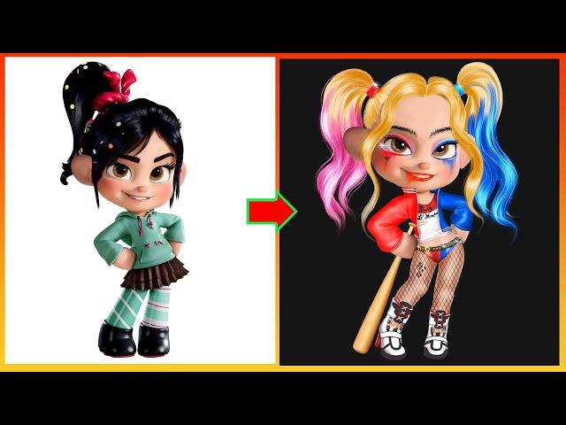 Wreck-It Ralph 2: Vanellope Glow Up Into Harley Quinn - Vanellope Transformation Compilation