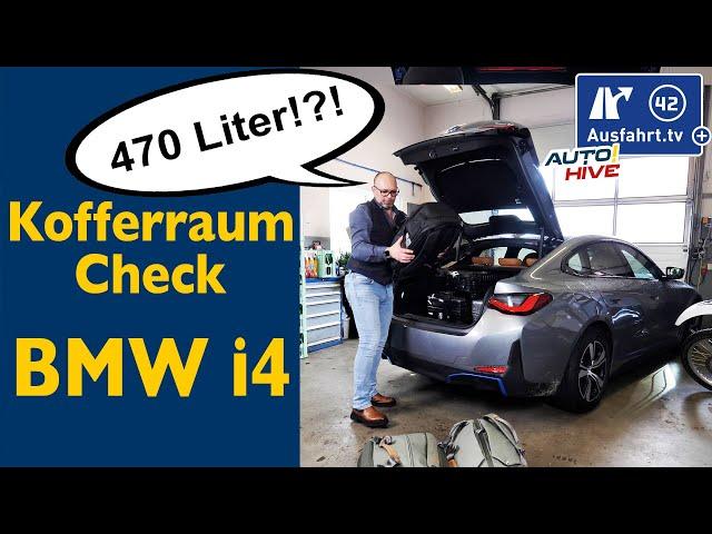 Kofferraum-Check: BMW i4 g26 2023 - was passt in den Kofferraum? Fahrrad? Leiter? Koffer? Taschen?