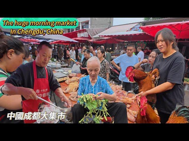 Chengdu, China, a grand market, a gathering of street food, and the delicious braised goose meat/4k