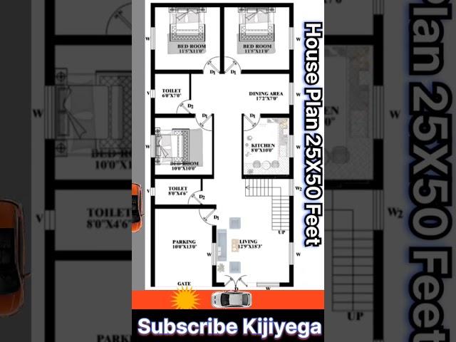 25x50 house plan with car parking