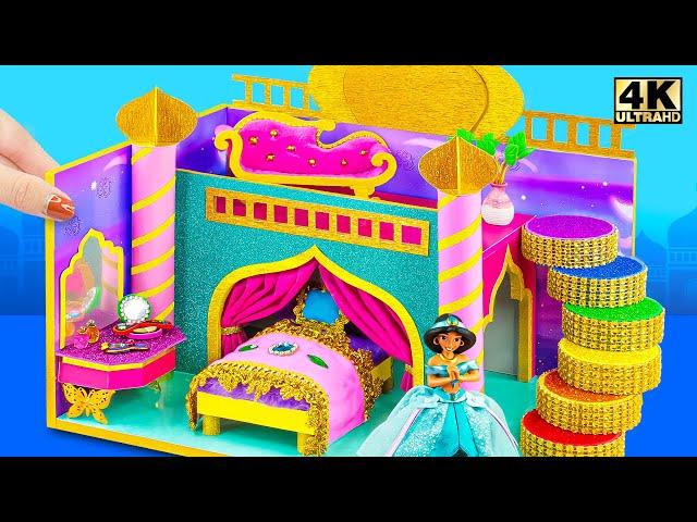 Building Magic Castle Dollhouse with Royal Bedroom for Princess Barbie Jasmine | DIY Miniature House