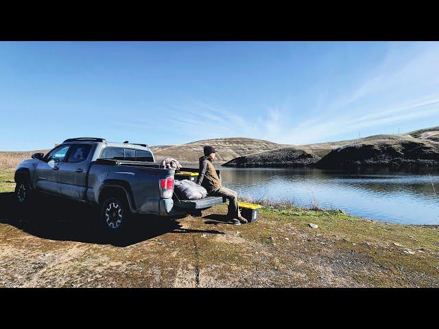 Overnight Truck Camping by the River (Spring Fishing)