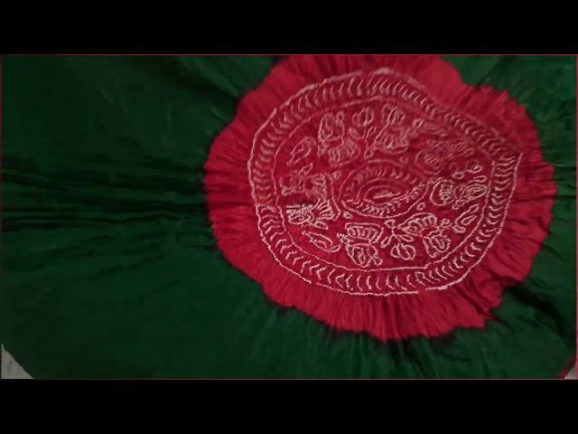 RAS MANDAL PURE GAJI SILK BANDHANI SAREE RED AND GREEN COLOR | KALA BANDHEJ | BHUJ KUTCH