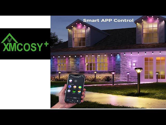 XMCOSY+ Smart Solar Lights Outdoor with Motion Sensor, 150LM APP Control RGBCW Color