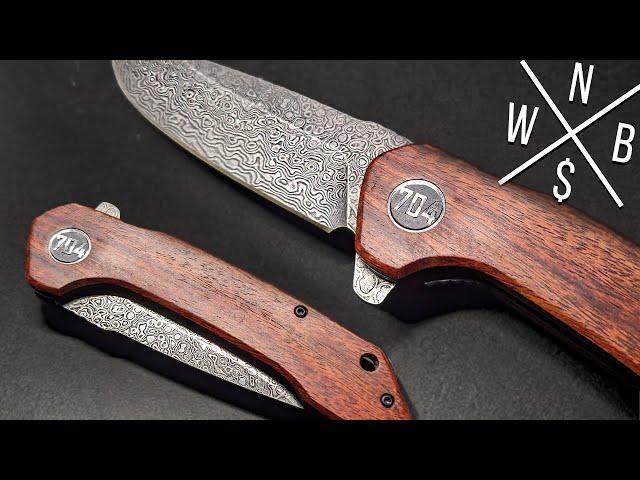 704 Gear Folding Pocket Knife w/ Damascus Steel Blade - Unboxing, Test & Review