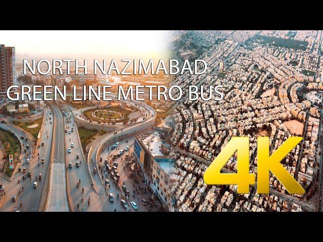 North Nazimabad - Green Line Metro Bus - 4K Ultra HD - Karachi Street View