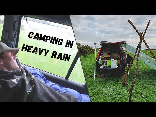 Car Camping in the Rain and Wind