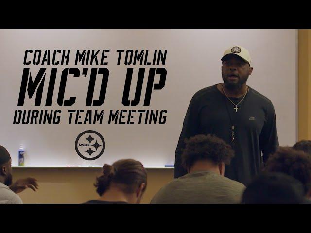 Coach Tomlin mic'd up during team meeting  More in the new The Standard | Pittsburgh Steelers