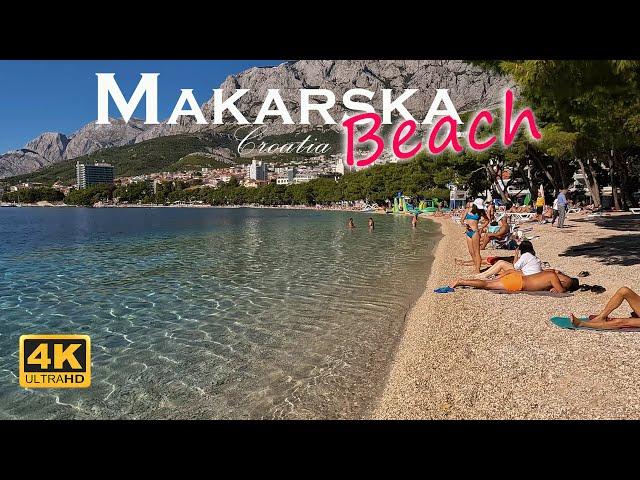 Makarska Beach, Croatia Walking Tour 4K