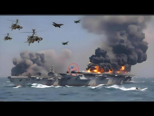 Today, Just Arriving in the Red Sea, a US Aircraft Carrier Was Destroyed by an Iranian Ka-52 Helicop