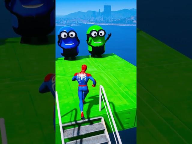 GTA 5 Epic Ragdolls GREEN SPIDERMAN VS RED MINION VS GREEN MINION (Physics & Funny Fails)#158
