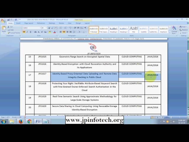 Cloud Computing Projects 2016 2017 | Final Year Cloud Computing based ieee papers in Java