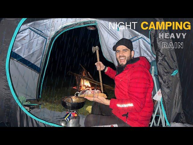 Night Camping In Heavy Rain At Tral Kashmir || Relaxing Feel Camp || The Umar