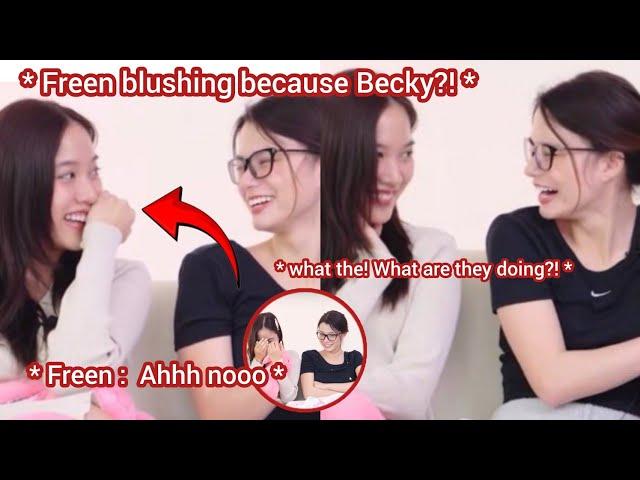 (FreenBeck) Freen blushing because Becky and they are screaming!