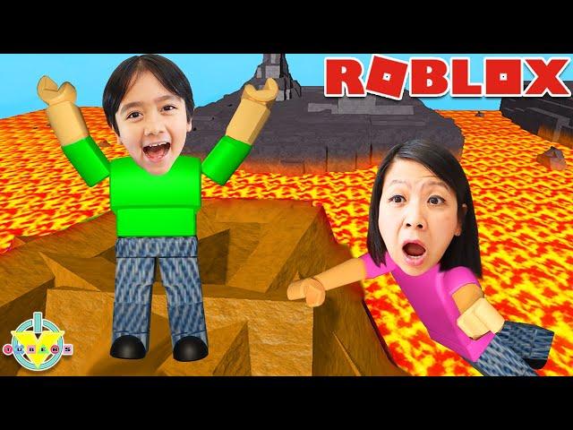 DON'T TOUCH THE FLOOR!! Roblox Floor is Lava with Ryan & Mommy