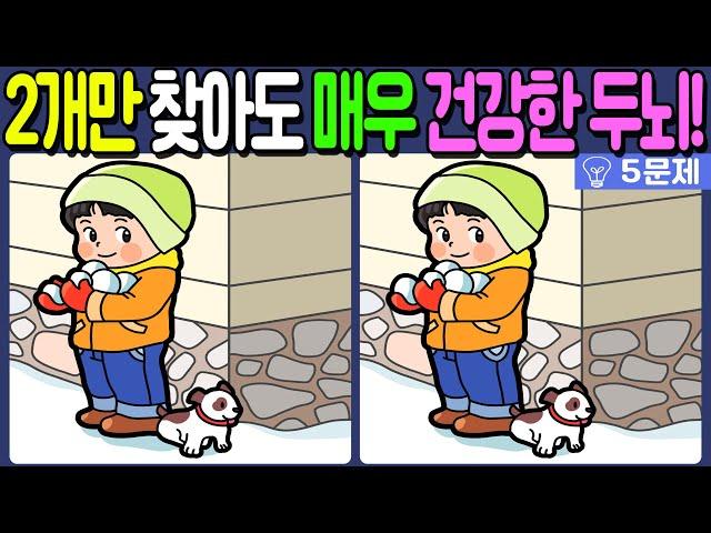 【다른그림찾기/치매예방】차이점 3개 중 2개만 찾아도 초특급 두뇌!【 find difference / 두뇌운동/3개 찾기/5문제/#924】