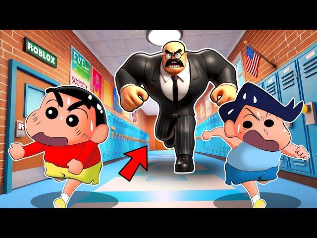 Evil Principal Try To Kill Shinchan  | Roblox Escape Evil Principal Detention Obby | Funny Game 