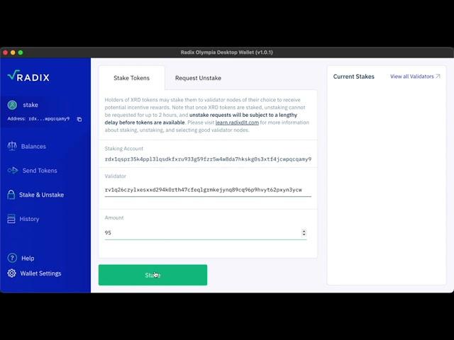 Radix Stake How To