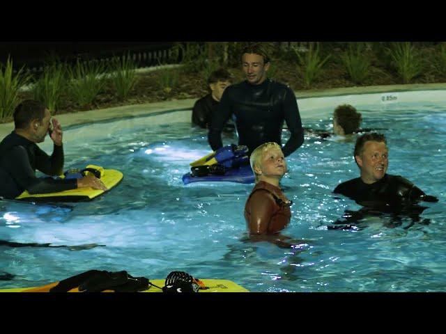 Science Team surfs the URBNSURF wave pool in Sydney by HELIHAUS TV