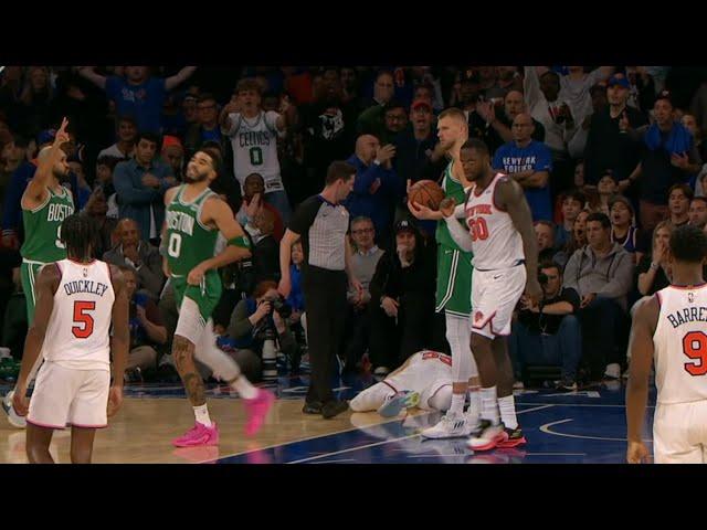 KRISTAPS PORZINGIS CUSSED OUT BY KNICKS FANS! CHANT "F*CK PORZINIGIS!" TATUM CANT BELIVE IT!