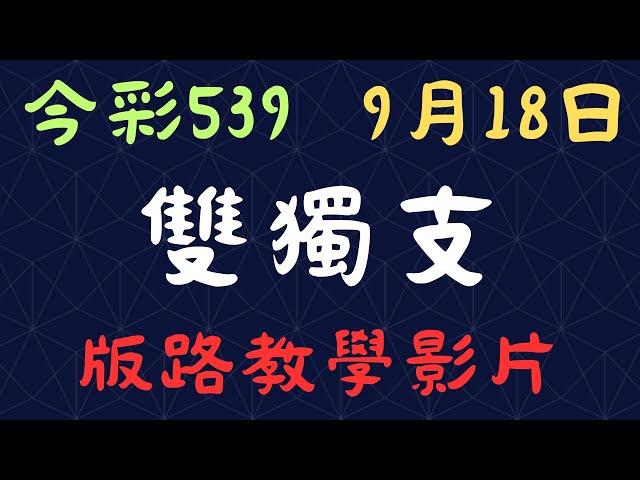 今彩539｜雙獨支｜少年狼539｜9月18日｜版路教學影片