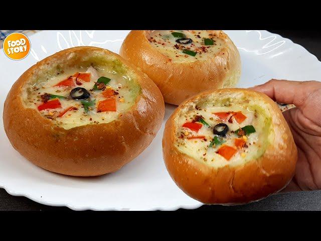 Cheesy Stuffed Bun Burger on TAWA By Samina Food Story || Without OVEN Burger Recipe