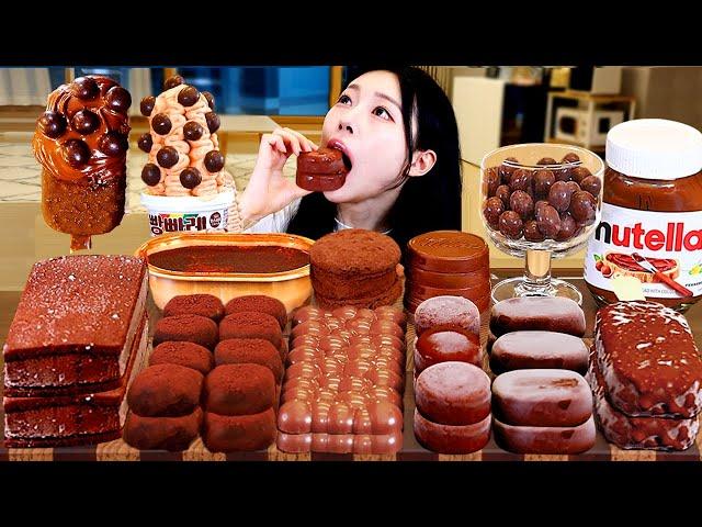 ASMR MUKBANG| Chocolate Desserts! Ice cream, S'mores, Nutella, Macaroon, Maltesers, Tiramisu.