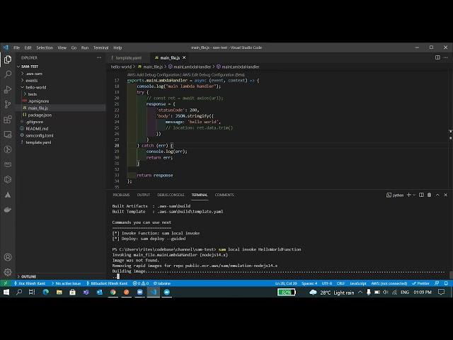 AWS tutorial with SAM and NodeJS | Part-3 | Debug SAM application locally