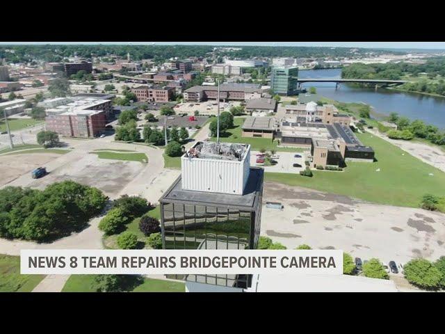 News 8 crews repair BridgePointe cam 180 feet in the air | WQAD