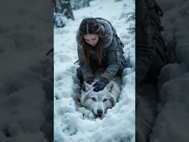 Wolf Trapped in Deep Snow ️ | #wildlife #animals #reels #fight #respect #rescue #cute #snow #wolf