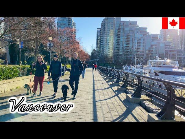 【4K】Vancouver Spring Walk -  Seawall Water Walk in Coal Harbour - (March 2021)