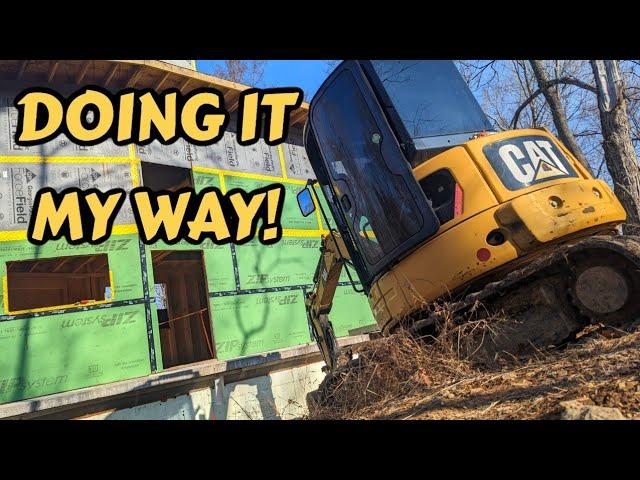 Excavator Installing Utilities at the Boat Themed Cabin Build!