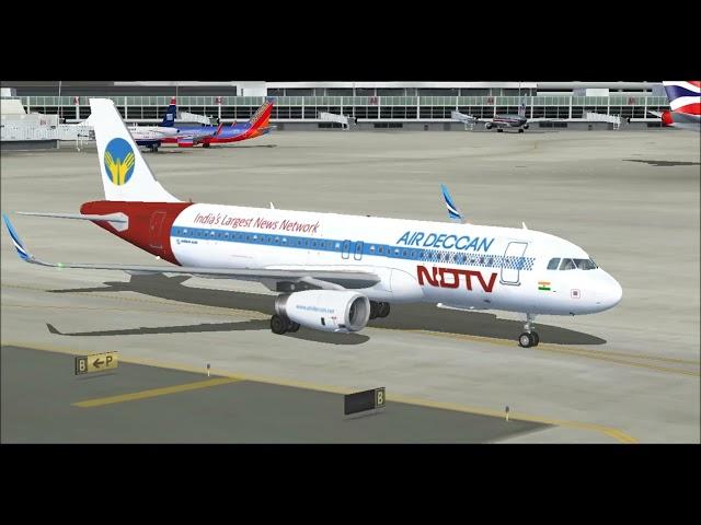 AIRBUS A320 232 AIR DECCAN NDTV TAKE OFF FROM SEATTLE INTL AIRPORT FS9 HD