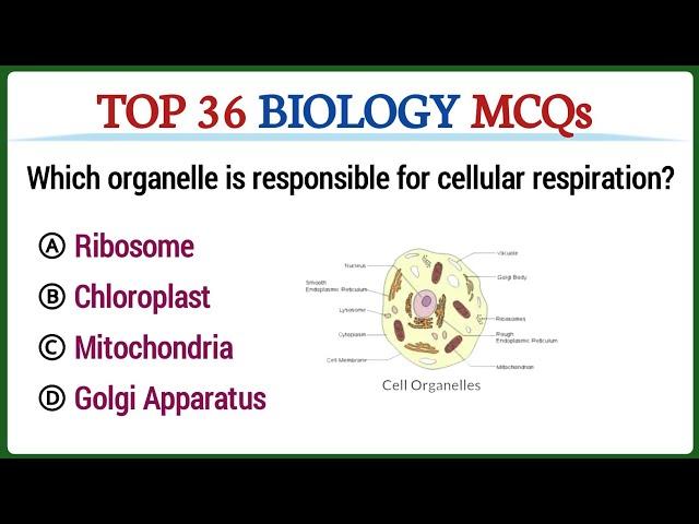 Top 36 biology MCQs | Biology mcq with answers | multiple choice questions