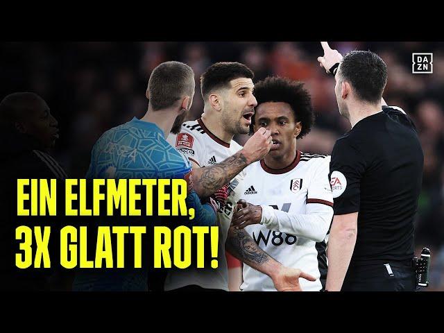 Man United & Fulham eskalieren: 11m und 3x Rot in 2 Minuten