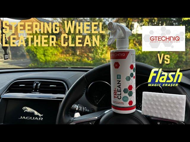 Steering Wheel Deep Clean| Removing the Shine From Steering Wheel Leather| Magic Sponge vs GTechniq