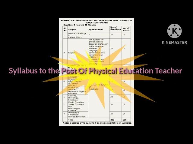 Update On TS DSC 2023 Physical Education Teacher Syllabus